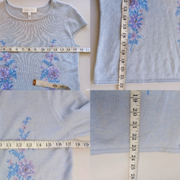 Escada Vintage 100% Cashmere Preppy Old Money Embroidered 2 Piece Cardigan - Picture 13 of 15